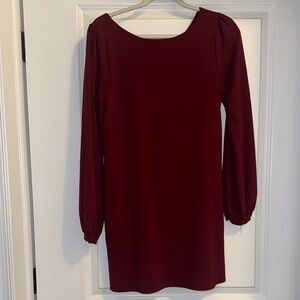 Elegant Burgundy Long Sleeve Dress